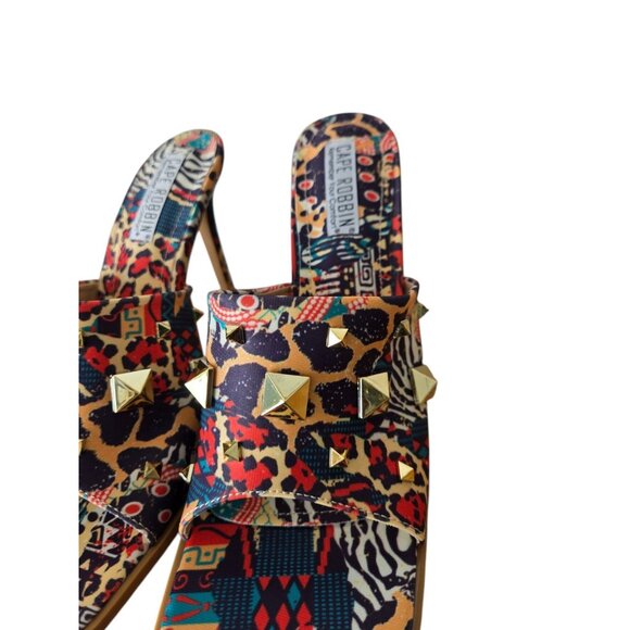 Cape Robbin Womens 10 Popo Slip On Square Open Toe High Heel Mules Multi Print - Picture 4 of 8